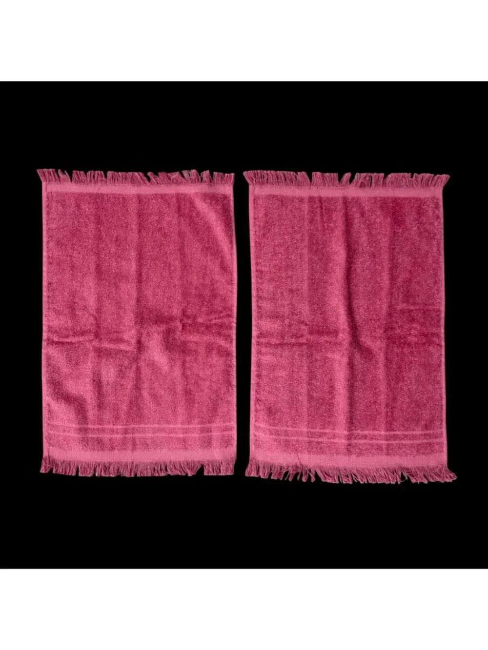 Vintage Pink Hand Towels Dusty Rose Fringe 1980s Cannon USA Set Of 2 Bathroom